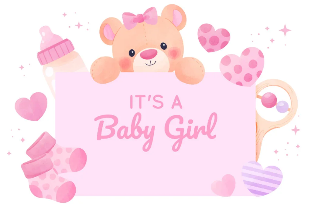 anunciando a escolha de nomes de bebê menina