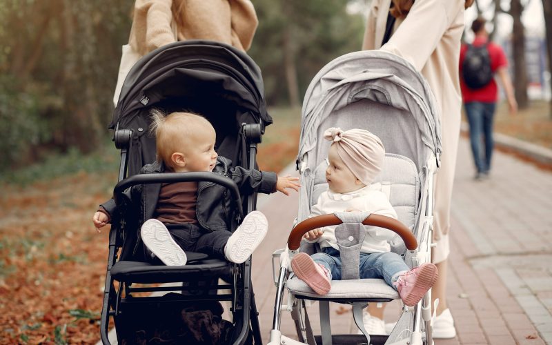 Mothers with children. Women use the carriages.